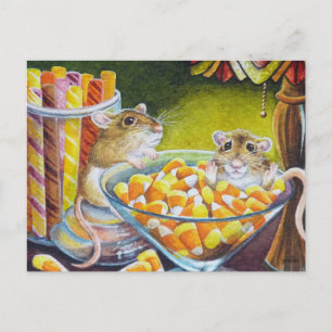 Carte Postale Sticks de bonbons de souris Candy Corn Aquarelle A