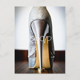 Carte Postale Stiletto Chaussure Mariage RSVP Invitation avec ph