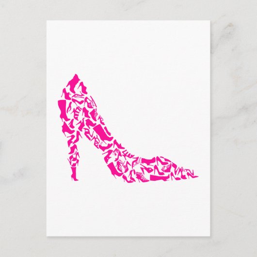 Carte Postale stiletto rose avec différentes silhouettes de chau (Devant)