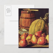 Carte Postale Still Life avec poires, melon et baril (Devant / Derrière)