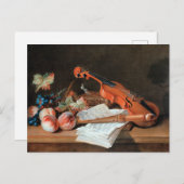 Carte Postale Still Life avec un violon, peinture d'art, (Devant / Derrière)