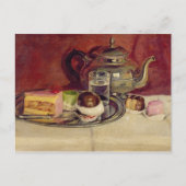 Carte Postale Still Life with Cakes and a Silver Teapot (oil on (Devant)