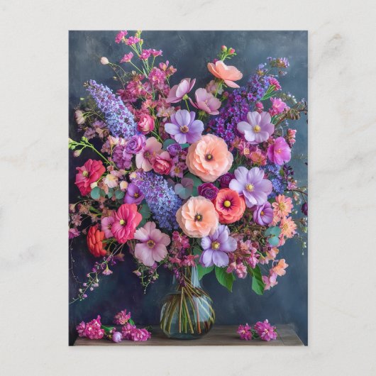 Carte Postale Still Life with Delphiniums and Ranunculus (Devant)