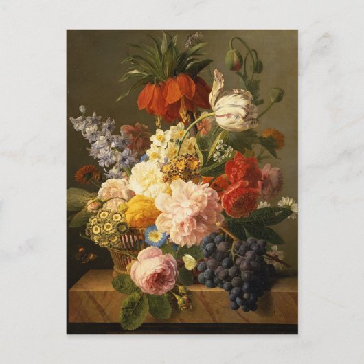 Carte Postale Still Life with Flowers and Fruit, 1827 (Devant)