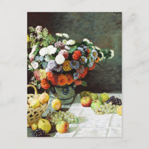 Carte Postale Still Life with Flowers and Fruit de Claude Monet