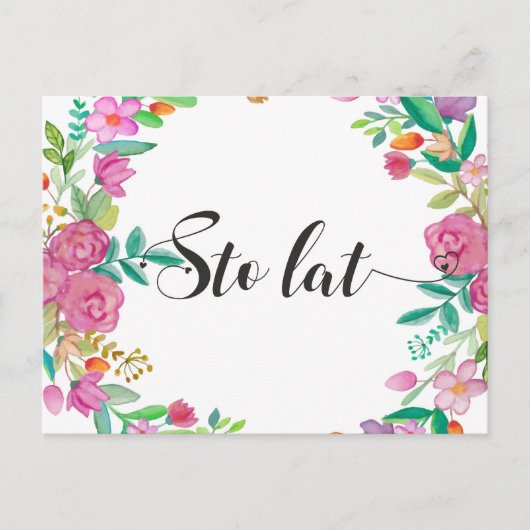 Carte Postale Sto lat cadeau d'anniversaire Pologne Joyeux Anniv (Devant)