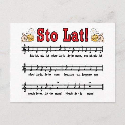 Carte Postale Sto Lat ! Chanson Avec Beer Mugs (Devant)