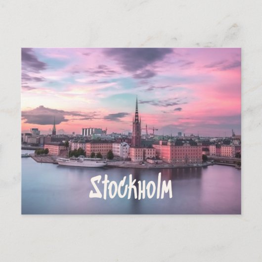Carte Postale Stockholm Capitale de la Suède Skyline de nuit (Devant)