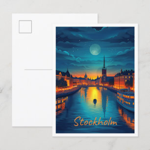 Carte Postale Stockholm Suède Illustration de Voyage Artistique 