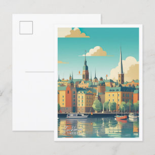 Carte Postale Stockholm Suède Lieu de voyage illustration