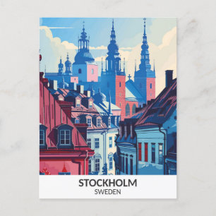 Carte Postale Stockholm Suède Retro Voyage d'oeuvres d'art