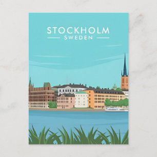 Carte Postale Stockholm Suède vintage voyage scandinavie