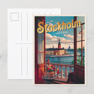Carte Postale stockholm suède voyage balcon vintage vue cadeaux