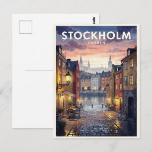 Carte Postale Stockholm Suède Voyage Vintage