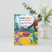 Carte Postale "Stomp, Rar & Fête Un Peu Plus Dino Kids Design (Debout devant)