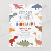 Carte Postale Stompe, Chompe & Roar ! Dinosaur Boy Birthday Part (Devant)