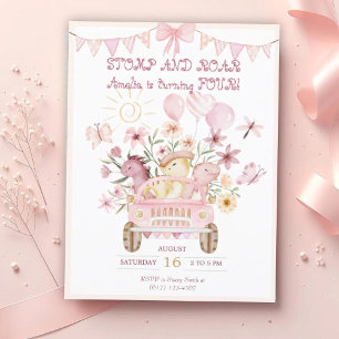 Carte Postale Stompe rose et 4ème dinosaure de la ruelle