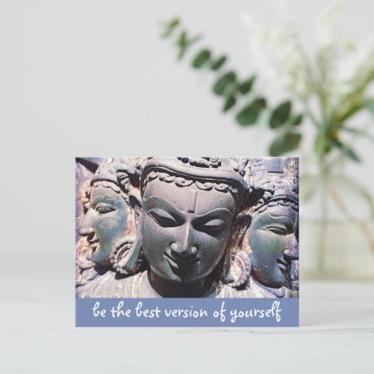 Carte Postale Stone Bouddha Visages Script Be Best Version Citat (Debout devant)