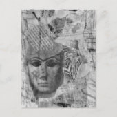 Carte Postale Stone face Abstract Mix Media Collage Black White (Devant)