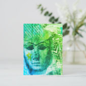 Carte Postale Stone face Abstract Mix Media Collage Blue Green (Debout devant)