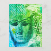 Carte Postale Stone face Abstract Mix Media Collage Blue Green (Devant)