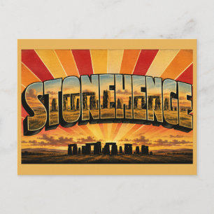 Carte Postale Stonehenge Angleterre Art de Voyage Rétro
