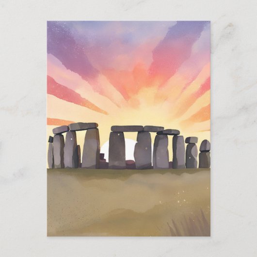 Carte Postale Stonehenge | Aquarelle historique Wiltshire Englan (Devant)
