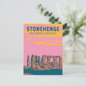 Carte Postale Stonehenge Art Retro Illustration (Debout devant)
