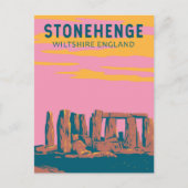 Carte Postale Stonehenge Art Retro Illustration (Devant)