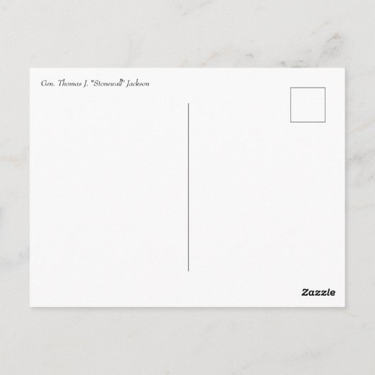 Carte Postale Stonewall Jackson (Dos)