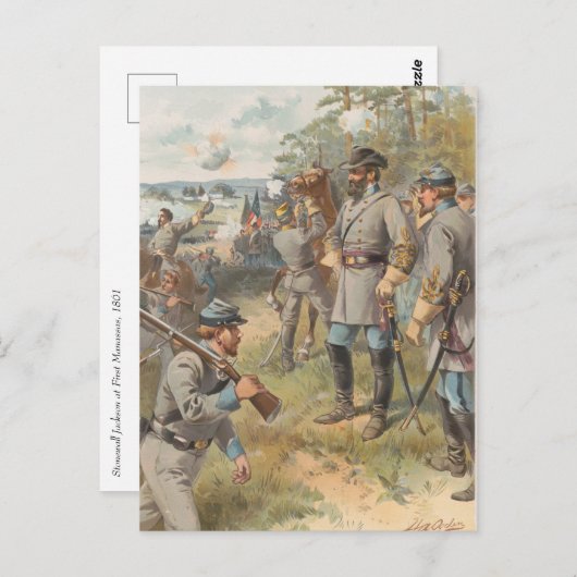 Carte Postale Stonewall Jackson au Premier Manassas (Devant / Derrière)