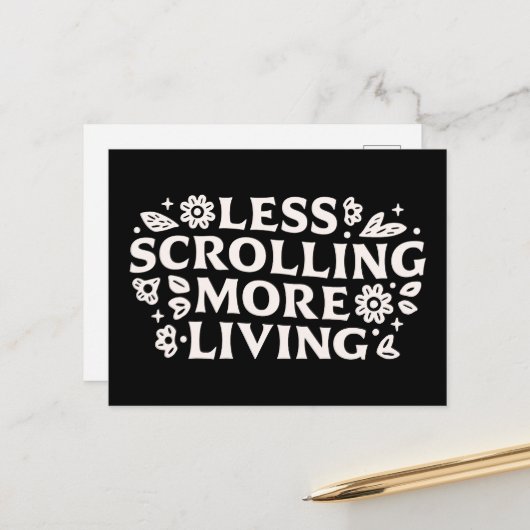 Carte Postale Stop scrolling doomscrolling quotes aesthetic (Devant/Arrière en situation)