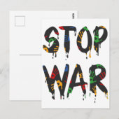 Carte Postale Stop War Heart Handprint, Priez pour l'Ukraine (Devant / Derrière)