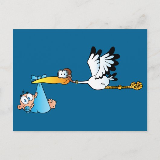 Carte Postale Stork and Baby Boy (Devant)