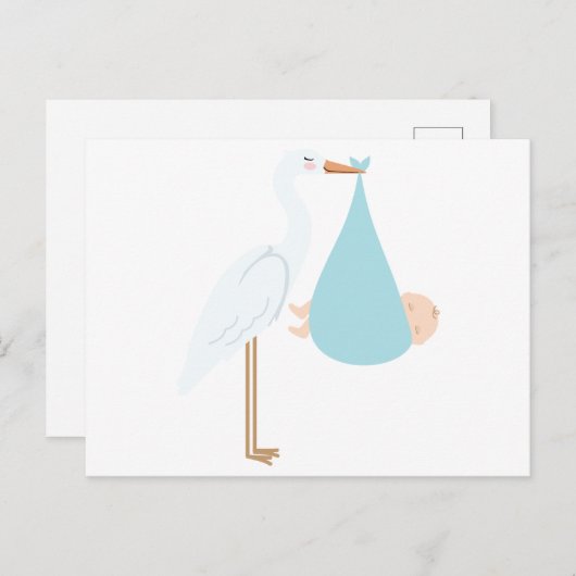 Carte Postale Stork avec bébé (Devant / Derrière)