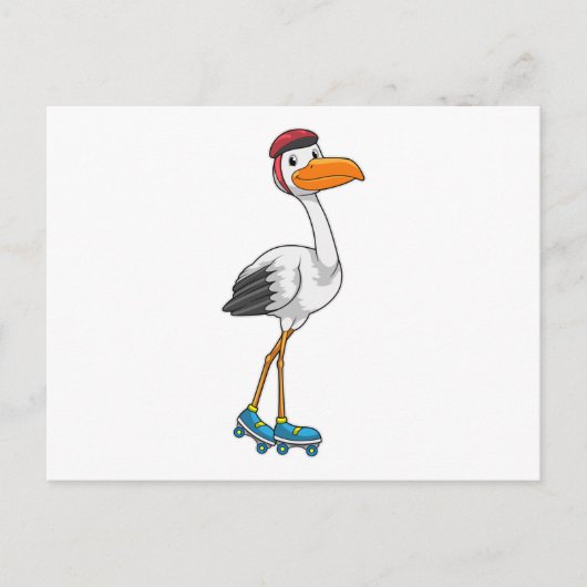 Carte Postale Stork en Patinage en ligne avec Roller skates (Devant)