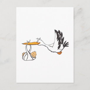 Carte Postale Stork with Baby - Cadeau pour les parents à être