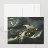 Carte Postale Storm Tossed Frigate par Thomas Chambers (Devant / Derrière)