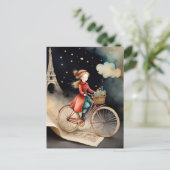 Carte Postale Storybook Watercolor Paris Vélo (Debout devant)
