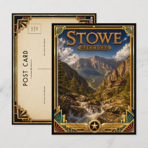 Carte Postale Stowe Vermont Art Déco Vintage Âge d'Or