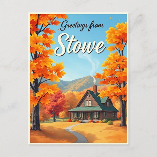 Carte Postale Stowe, Vermont – Autumn Foliage vintage (Devant)