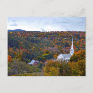 Carte Postale Stowe, Vermont, Église communautaire, automne
