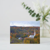 Carte Postale Stowe, Vermont, Église communautaire, automne (Debout devant)