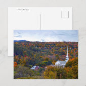 Carte Postale Stowe, Vermont, Église communautaire, automne (Devant / Derrière)