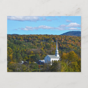 Carte Postale Stowe, Vermont, Église communautaire en automne