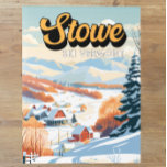 Carte Postale Stowe Vermont Vintage hiver<br><div class="desc">Stowe Design d'art hivernal présentant le paysage hivernal.</div>