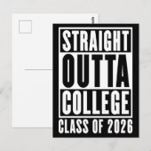 Carte Postale Straight Outta College Classe de 2026 (Devant / Derrière)