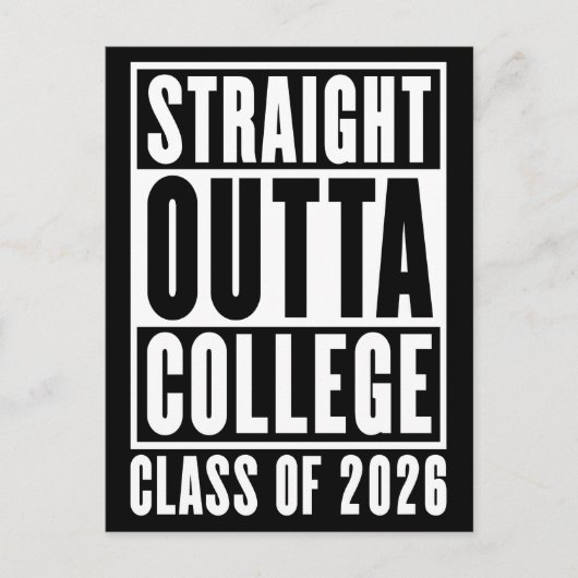 Carte Postale Straight Outta College Classe de 2026 (Devant)