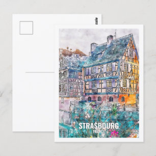 Carte Postale Strasbourg France Célèbre Place de Voyage Aquarell