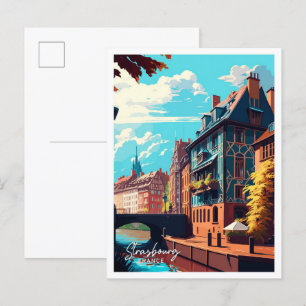 Carte Postale Strasbourg France Illustration Vintage Voyage